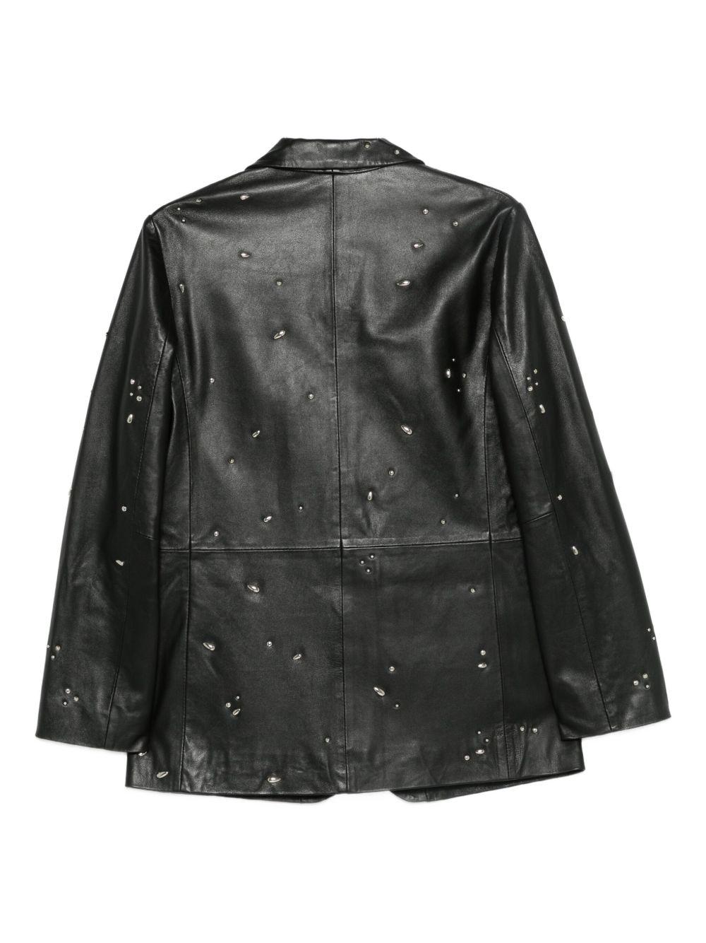 Giacca Nera in Pelle con Revers Classici 265802A5003 NE ALYSI