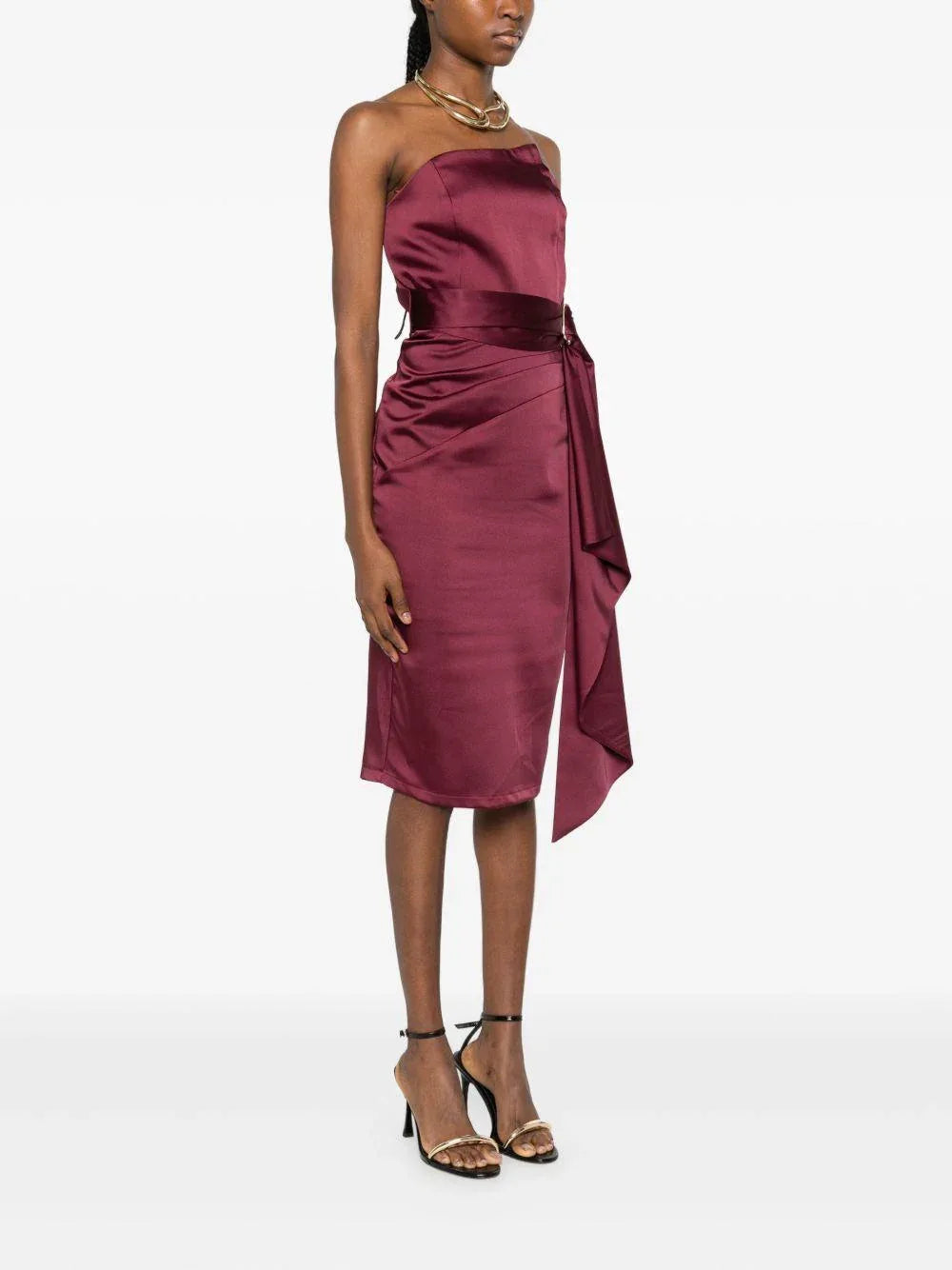 Abito Midi Senza Spalline con Cintura - Preludio Moda