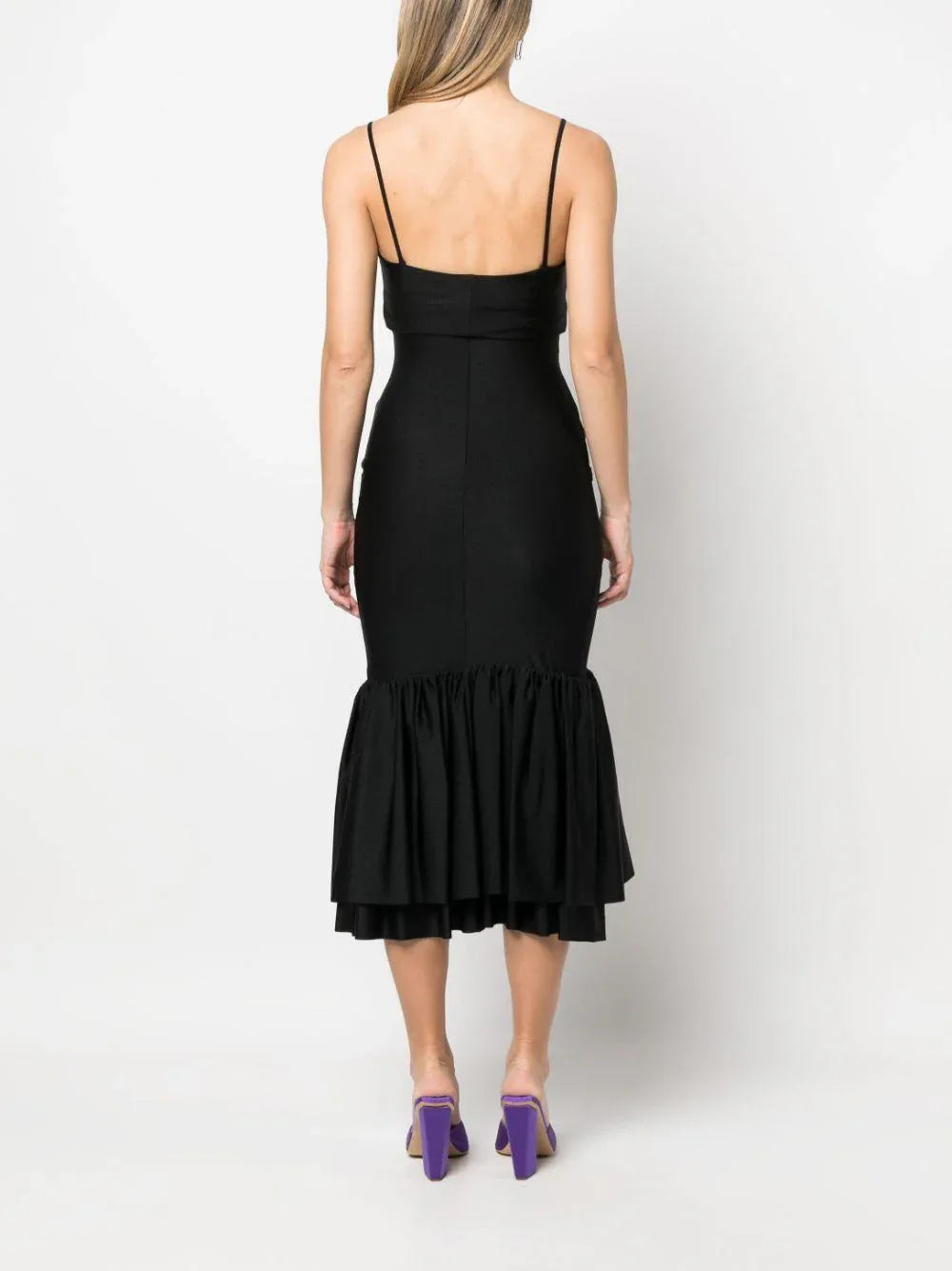 Abito nero lungo drappeggiato - Preludio Moda