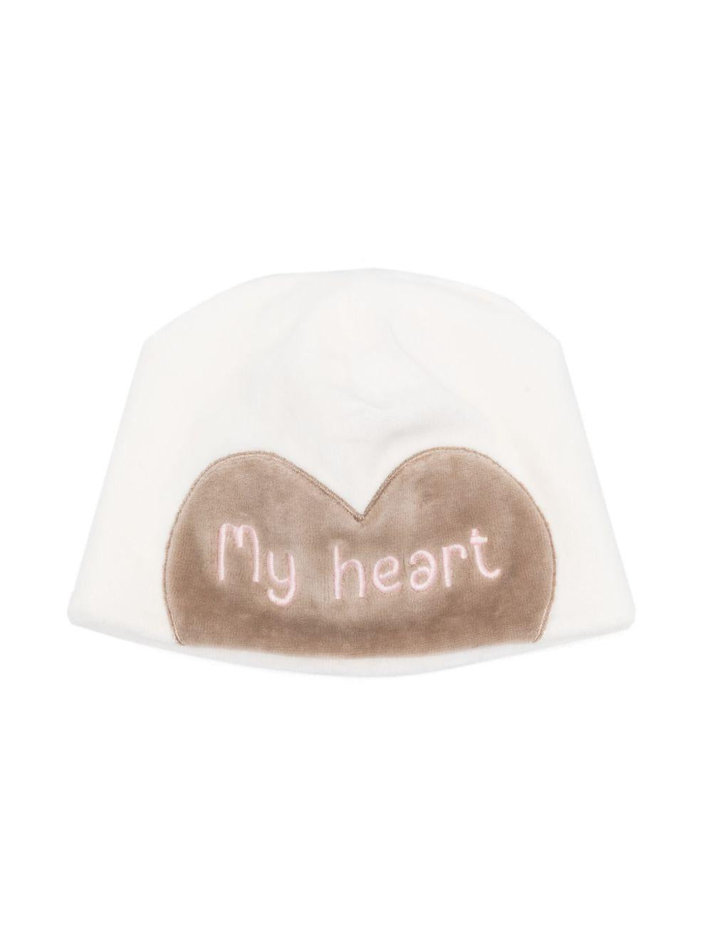 Cappello Neonata Panna "my heart" - Preludio Moda