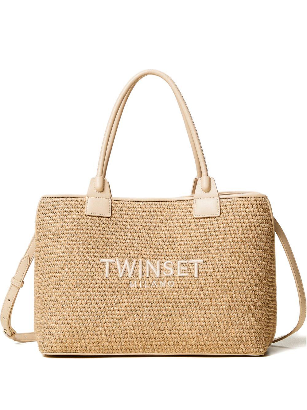 Borsa a mano in rafia con logo 261TB7070 07222 TWINSET