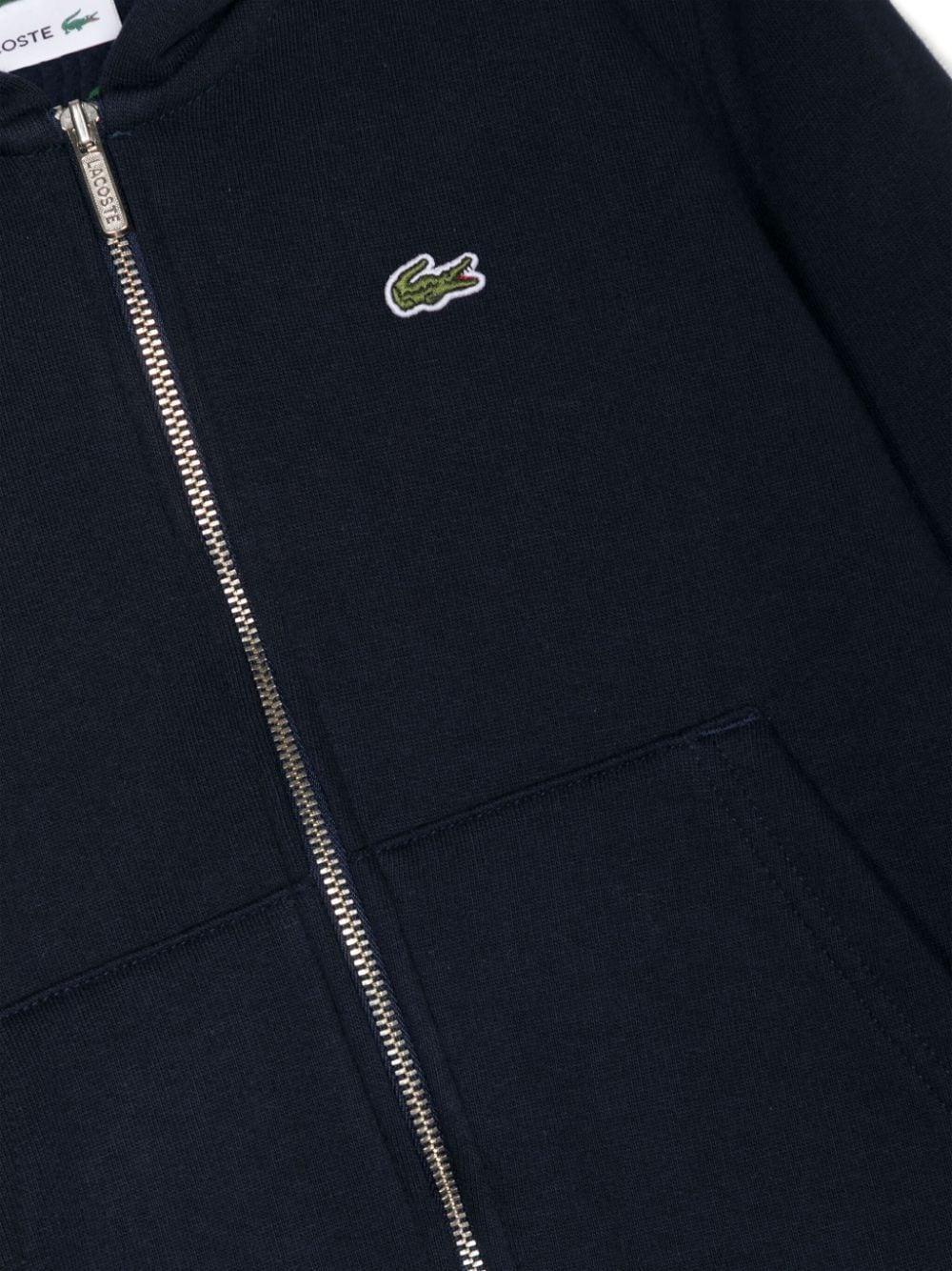 Felpa blu con zip e logo ricamo - Preludio Moda