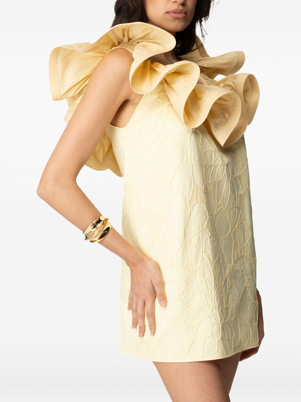 Abito in jacquard floreale con ruche lemonade