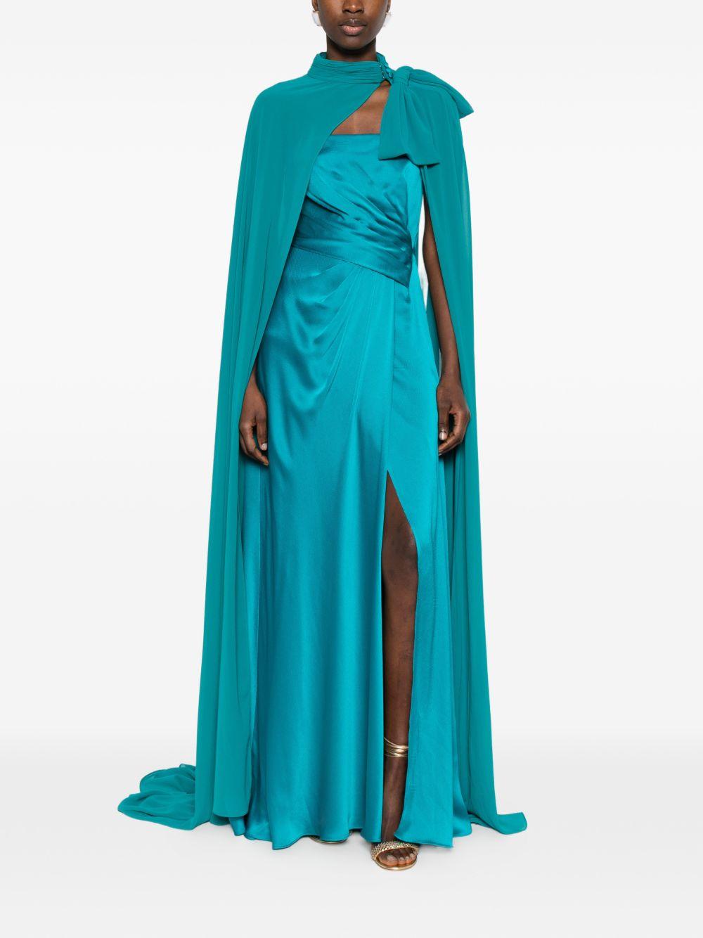 Abito lungo con mantella e fiocco 1T2D7STD00720 AZULTIFF ROSA CLARA COCKTAIL