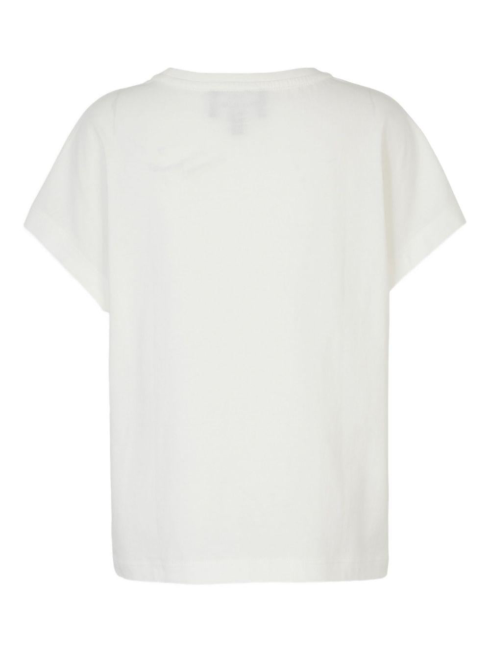 T-shirt bianca ricamo floreale multicolor