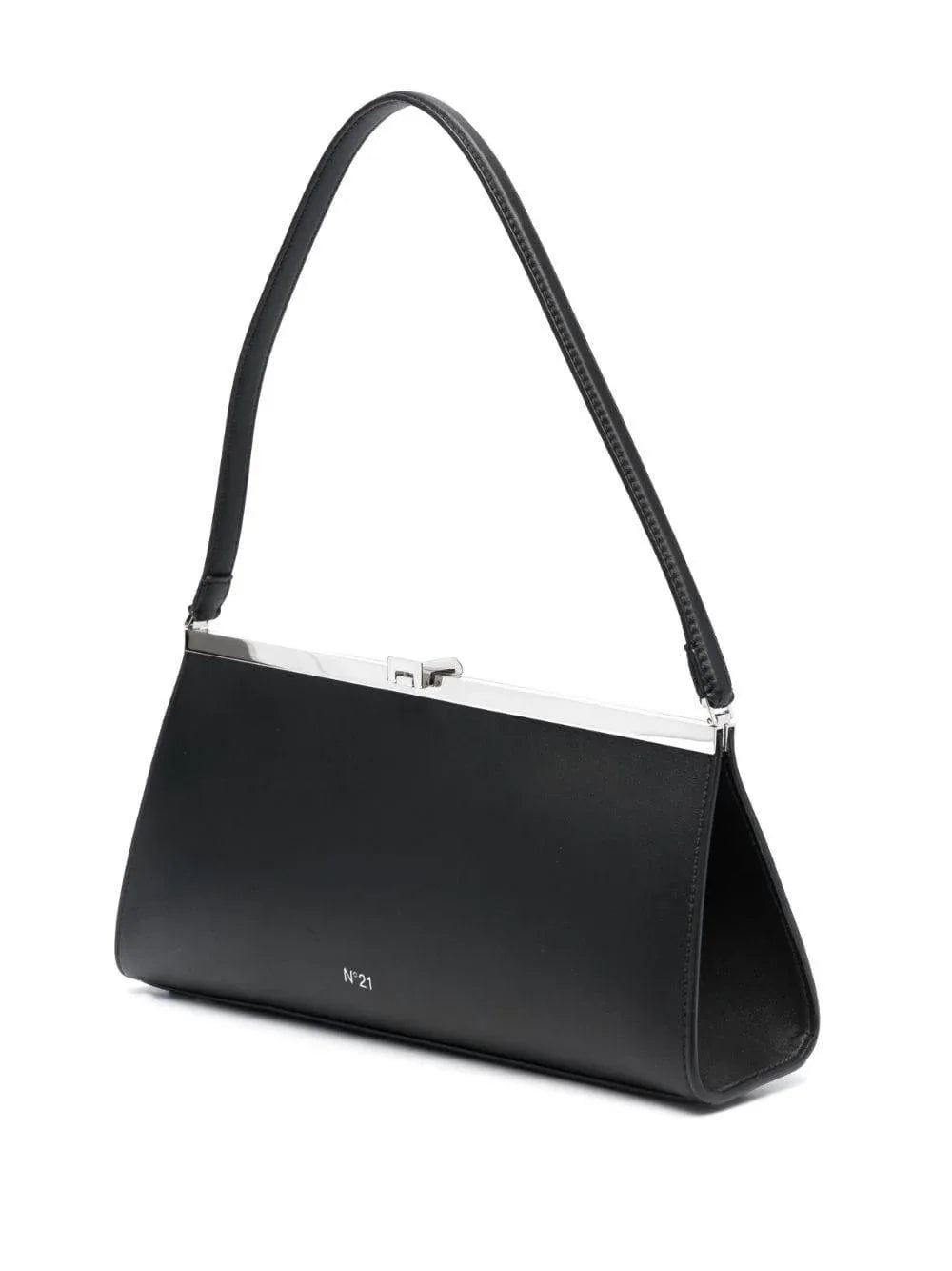 Borsa obliqua nera in pelle - Preludio Moda