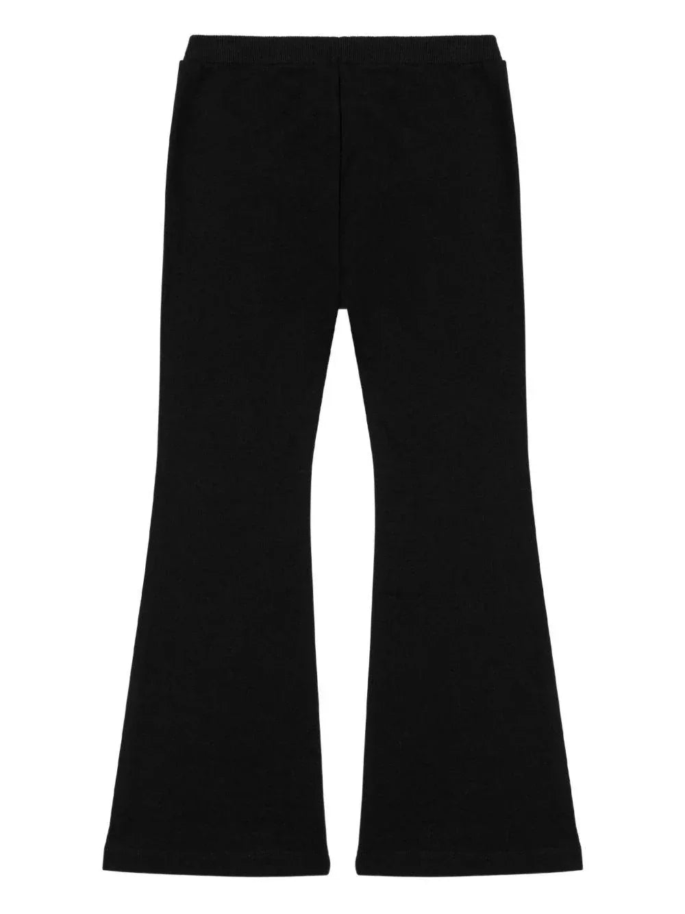 Leggings Neri con Stampa Logo e Orlo Svasato - Preludio Moda