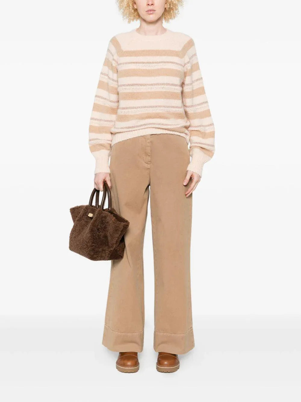 Maglione a Righe con Lurex e Maniche Raglan - Preludio Moda