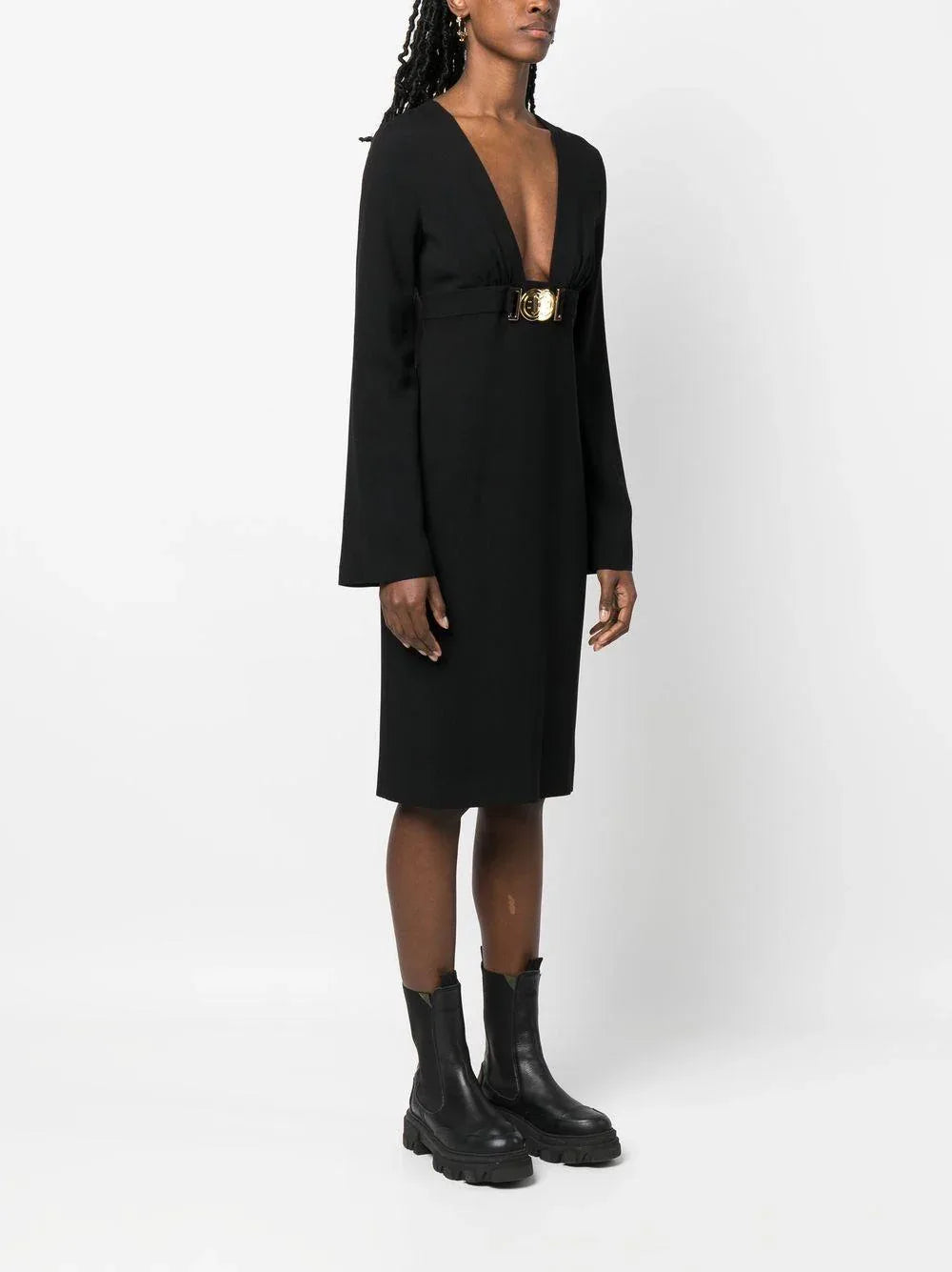 Abito nero cintura fibbia smile - Preludio Moda