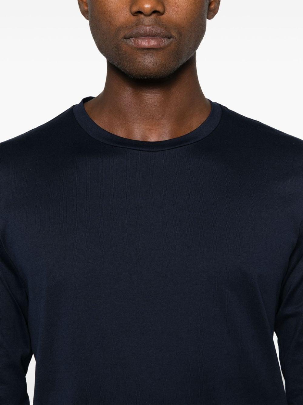 Maglia blu mini logo ricamo sull'orlo