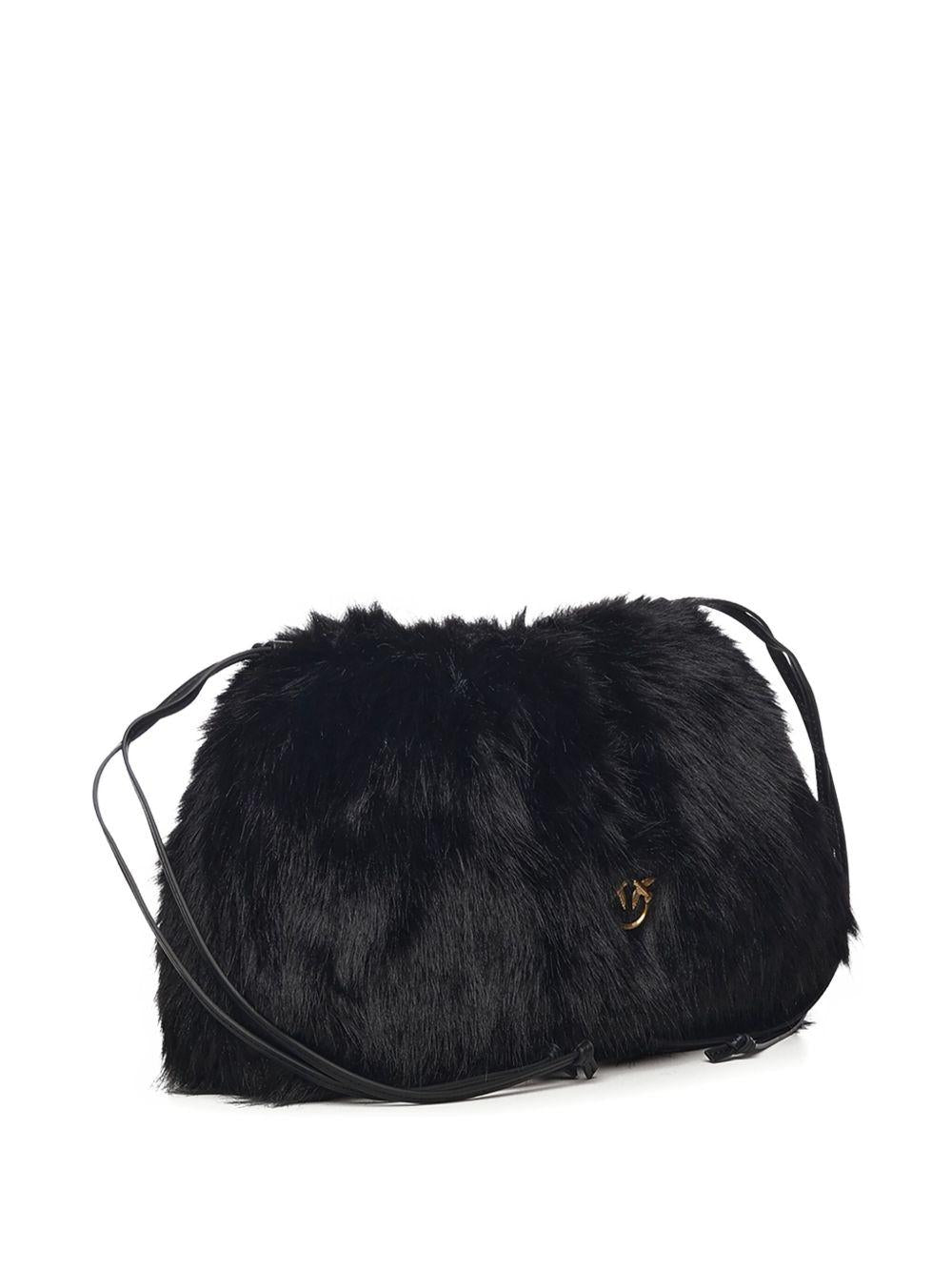 Clutch nera in pelliccia sintetica con placca logo 105909A2VZ Z99Q PINKO