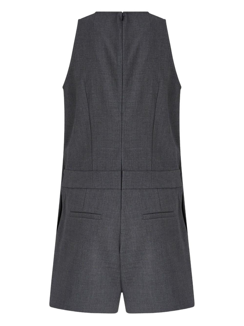 Tuta corta grigio scuro senza maniche con chiusura posteriore con zip 106077A2ZT I90 PINKO