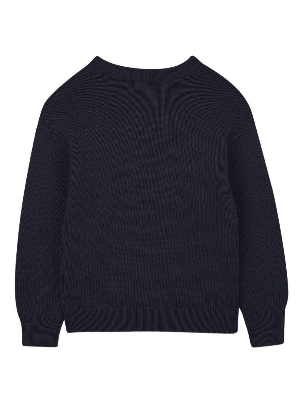 Maglione Jacquard con Motivo Boke Flower e Logo a Contrasto - Preludio Moda