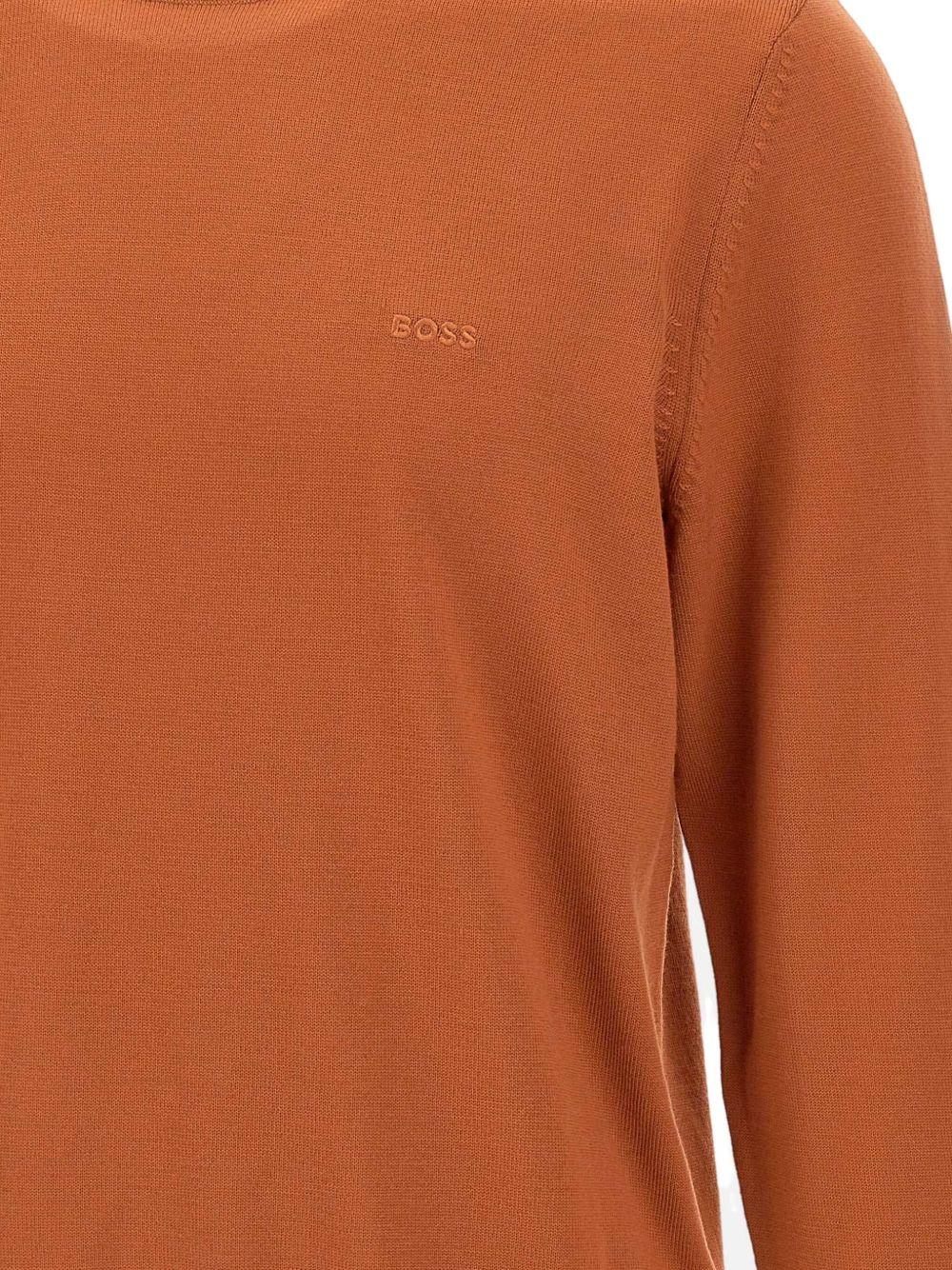 Maglione ruggine in lana con logo ricamato 50476364 809 BOSS