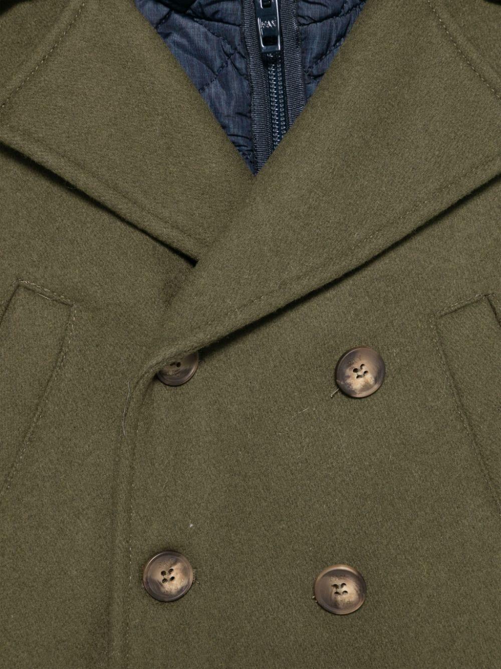 Cappotto verde/blu in feltro con piumino