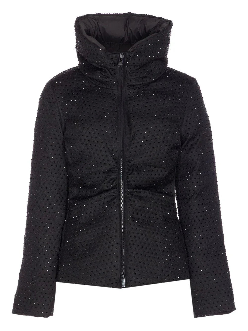 Giacca nera con collo alto e decorazione con strass - Preludio Moda