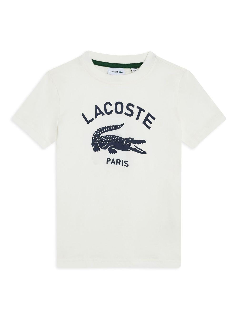 T-shirt bianca con stampa frontale logo TJ3003 70V LACOSTE KIDS
