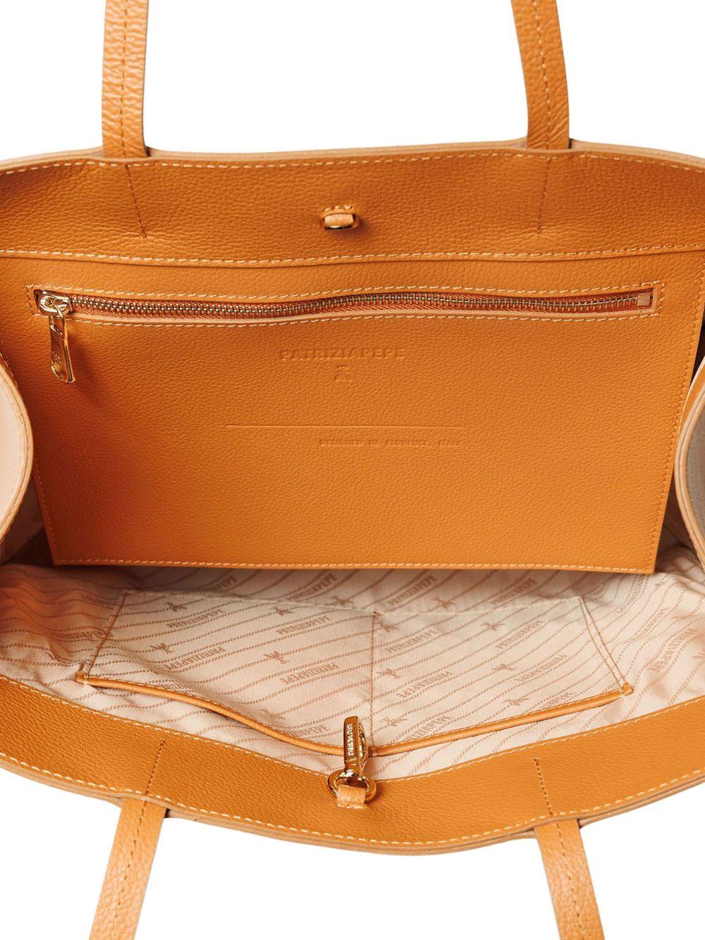Borsa shopping in pelle martellata cuoio