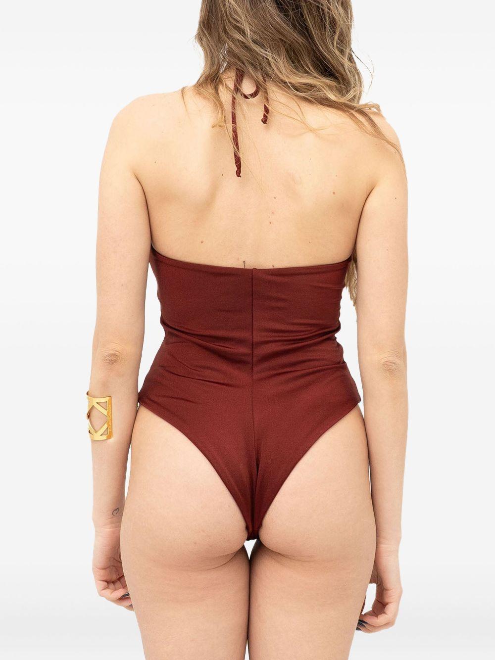 Costume intero marrone con anelli oro BA50 2312 MARGHERITA MAZZEI