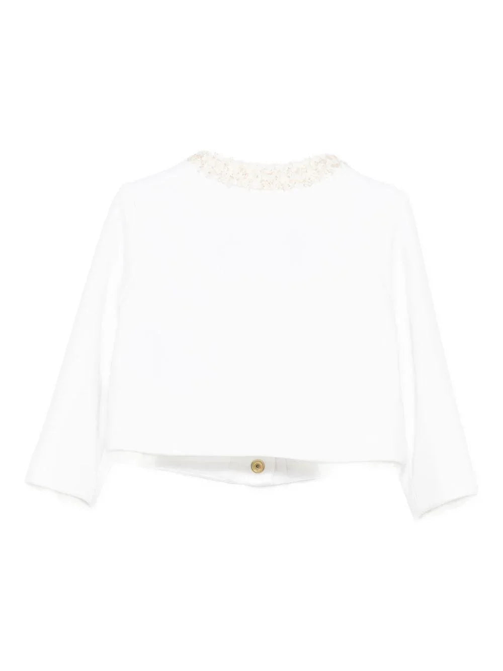Giacca Bianca con Bottoni Dorati e Girocollo - Preludio Moda