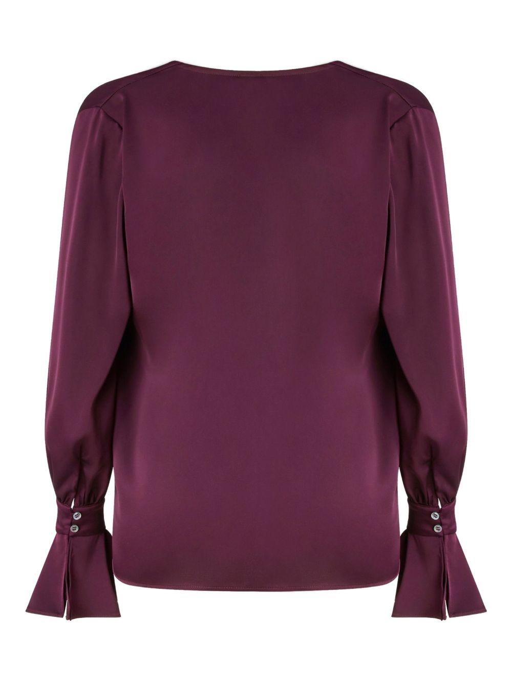 Blusa bordeaux con scollo drappeggiato e maniche lunghe 105961A2YM R57 PINKO
