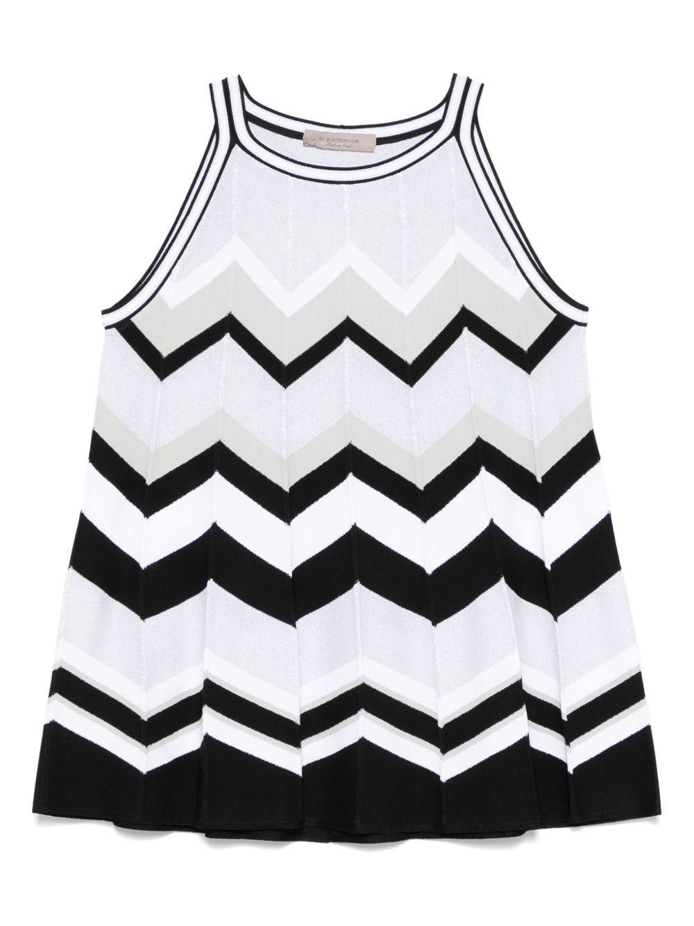 Top fantasia chevron nero/grigio