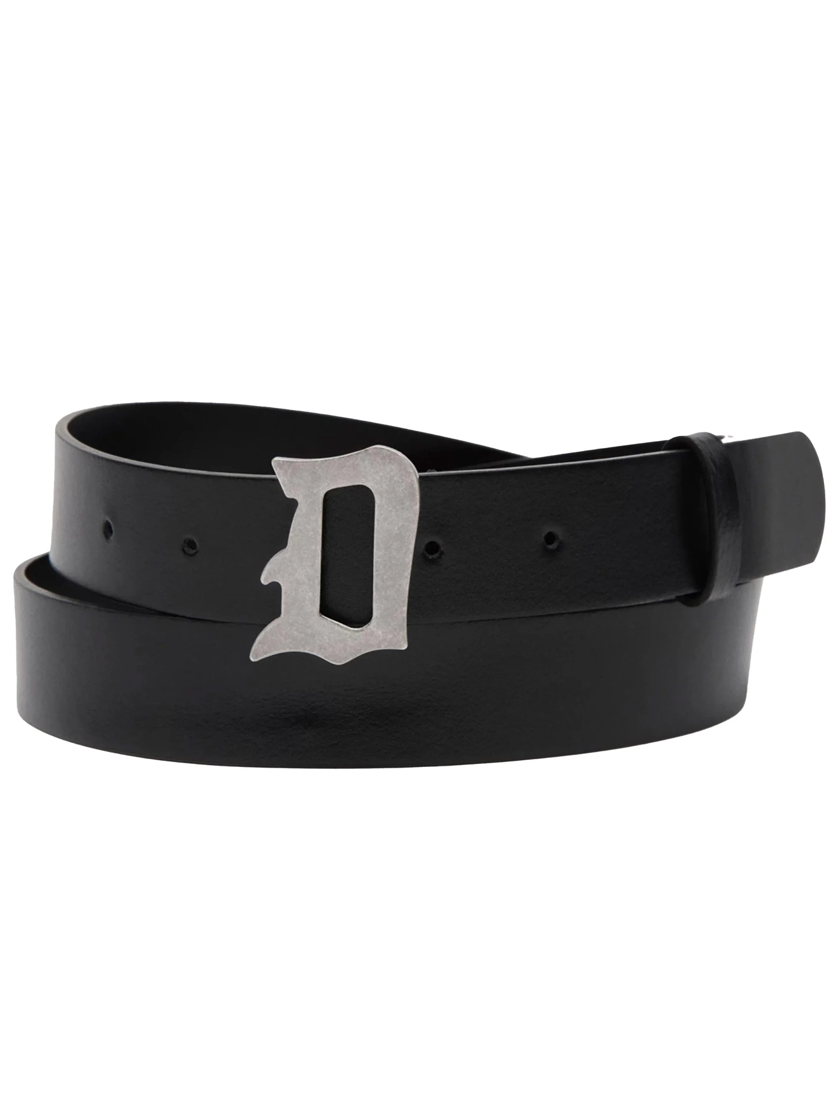 Cintura in pelle nera fibbia logata - Preludio Moda