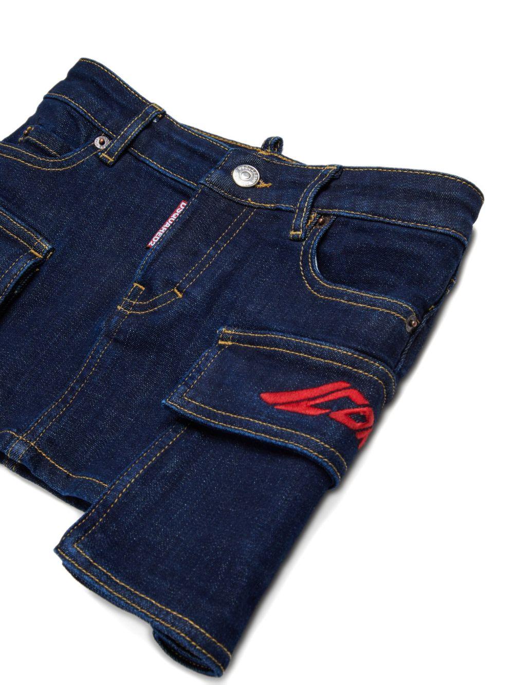 Minigonna Blu Denim con Logo Icon DQ3138D0AFL DQ01 DSQUARED KIDS