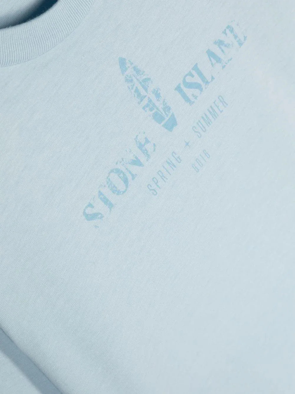 T-shirt celeste con stampa Compass fronte/retro - Preludio Moda