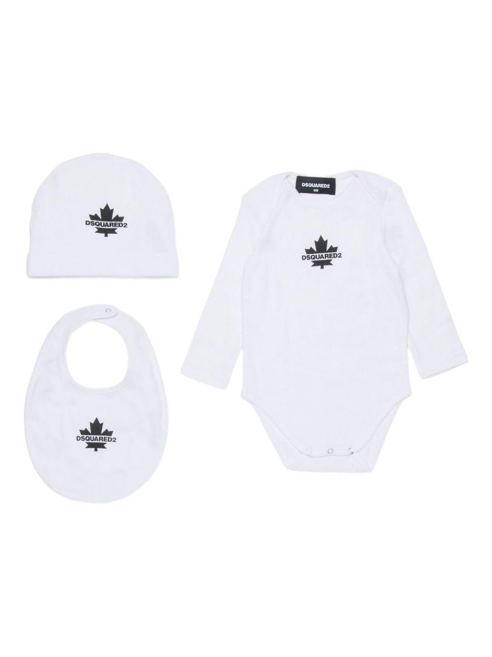 Tutina bianca con logo set 3 pezzi DQ3114D0A8U DQ100 DSQUARED KIDS