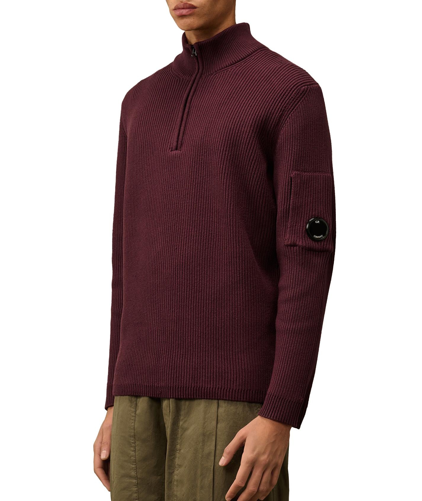 Maglione a coste viola mezza zip 17CMKN185A006608A 790 CP COMPANY