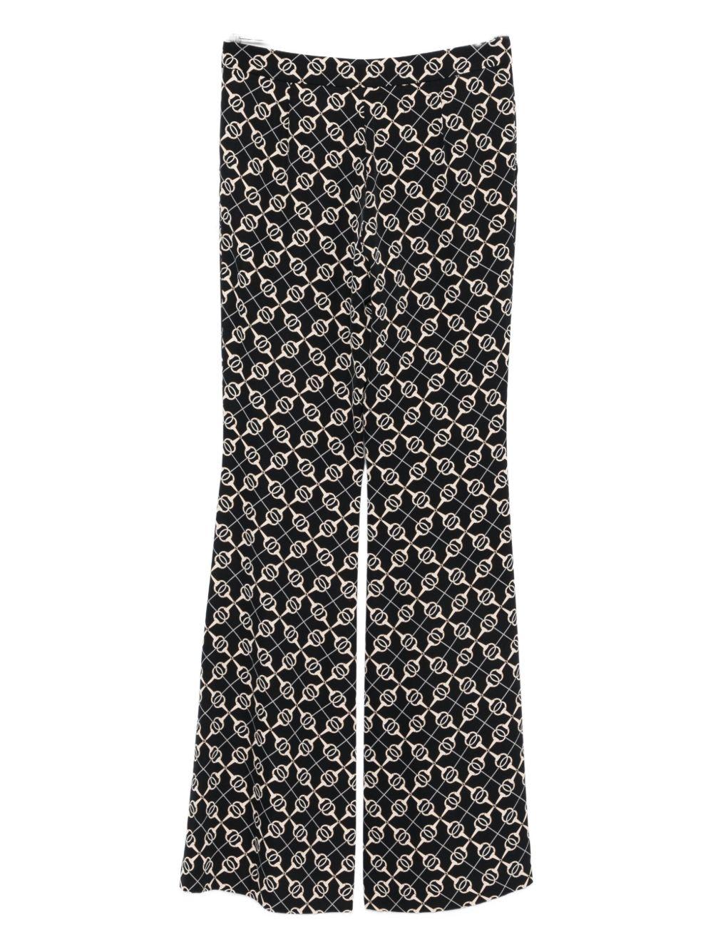 Pantaloni con Motivo a Fantasia e Gamba Svasata S00512 NERO BABYLON COLLECTION