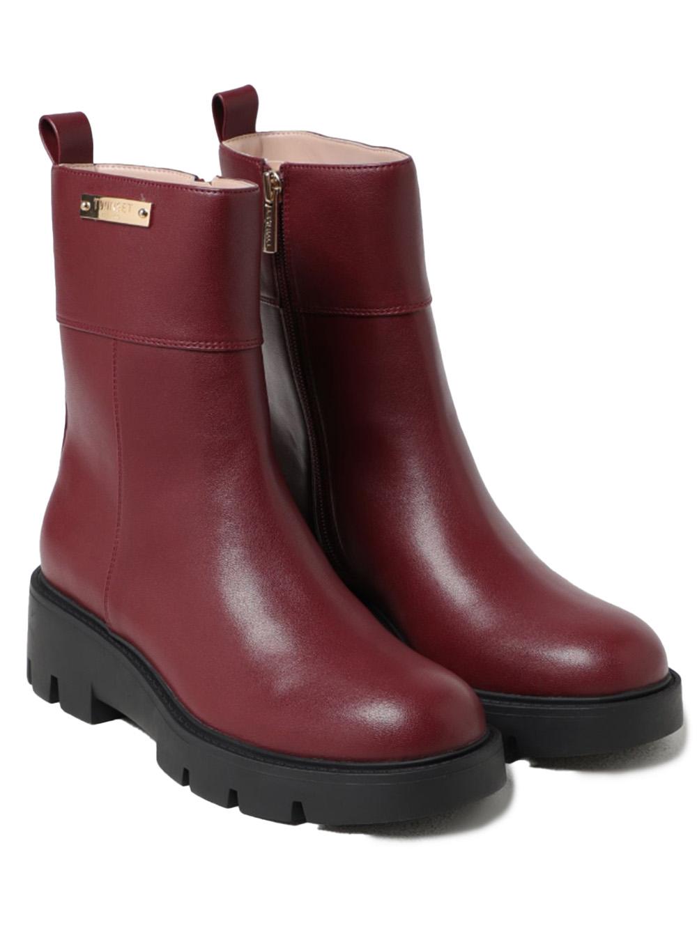 Stivaletto bordeaux con placchetta logo laterale