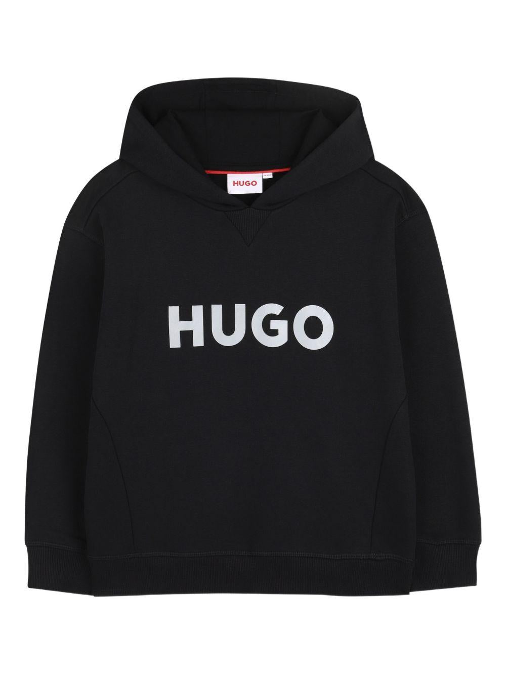 Felpa con cappuccio e logo frontale G01007 09B HUGO KIDS