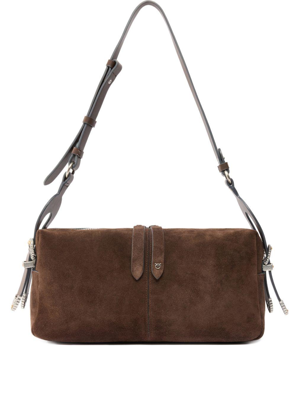 Borsa a spalla in pelle scamosciata con tracolla regolabile 106676A0F6 M11O PINKO