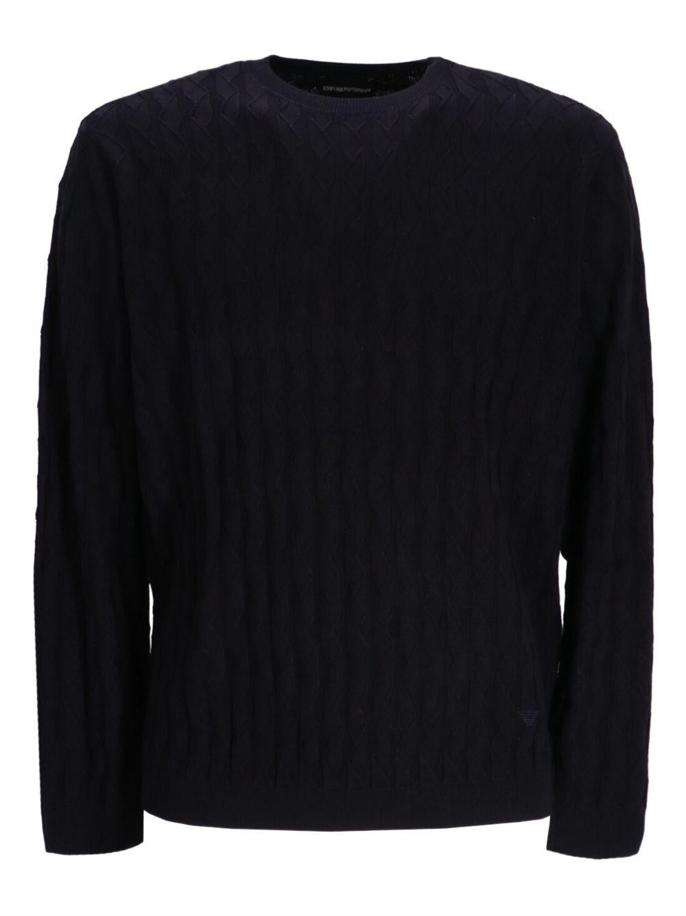 Maglione nero a trecce con girocollo e maniche lunghe EM003507AF14854 UB109 EMPORIO ARMANI