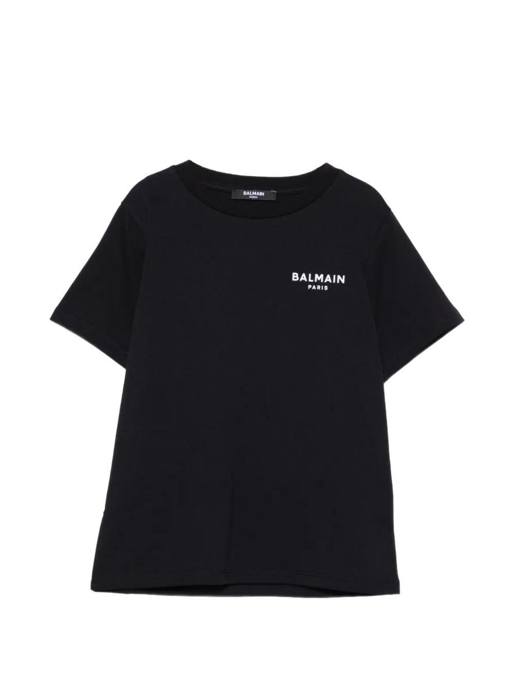 T-shirt in cotone girocollo BY8R11Z3672 930BC BALMAIN KIDS