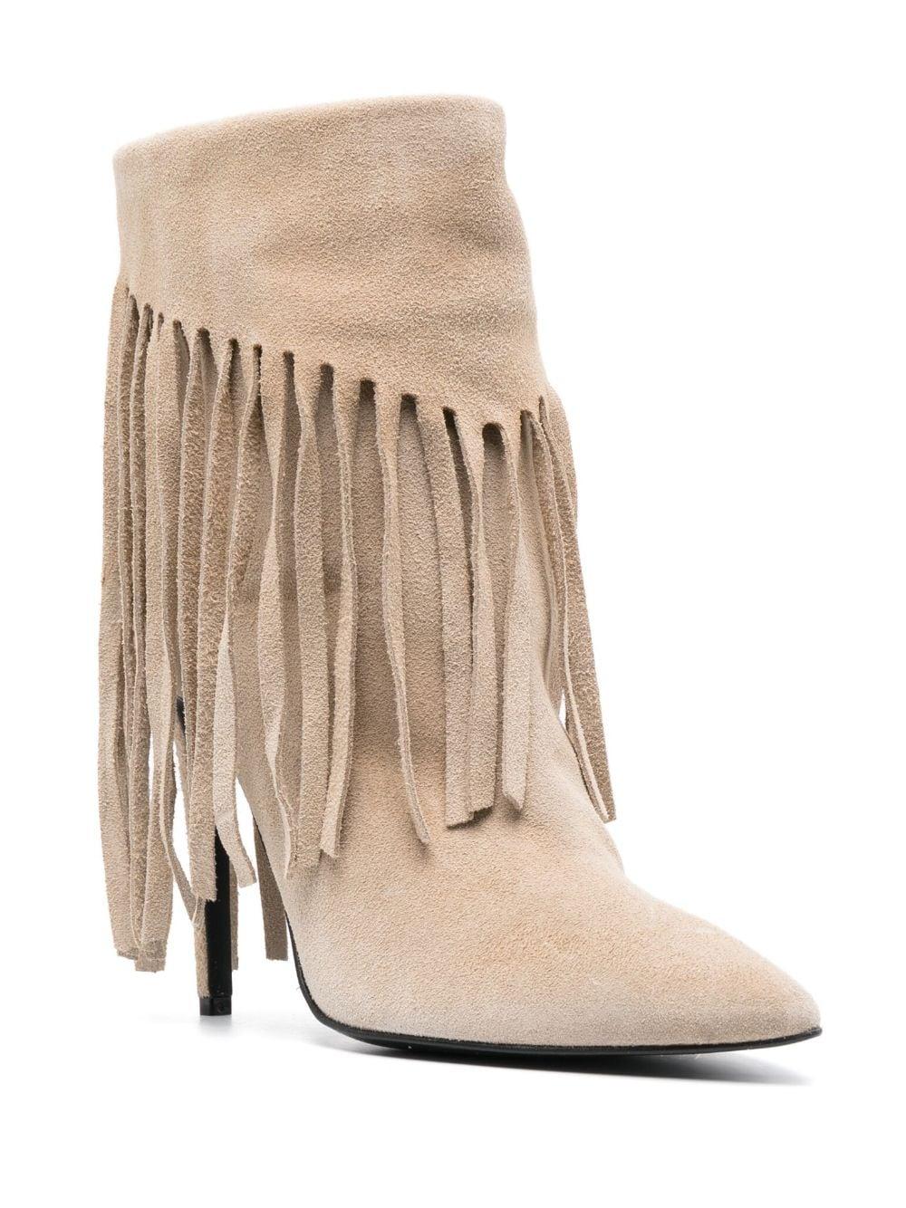 Stivaletto con frange 120mm beige