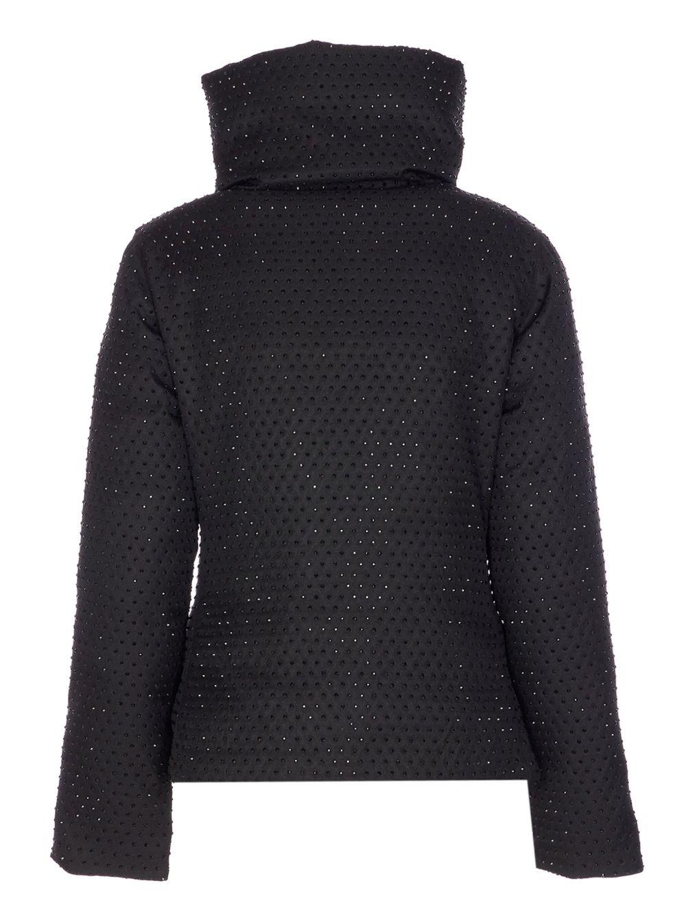 Giacca nera con collo alto e decorazione con strass 106014A2ZF Z99 PINKO