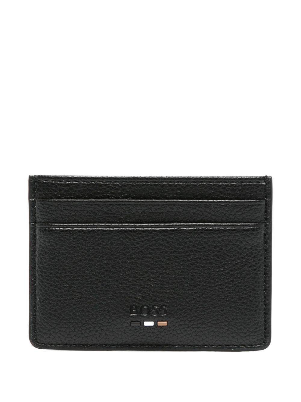 Portacarte in pelle con logo 50536513 001 BOSS
