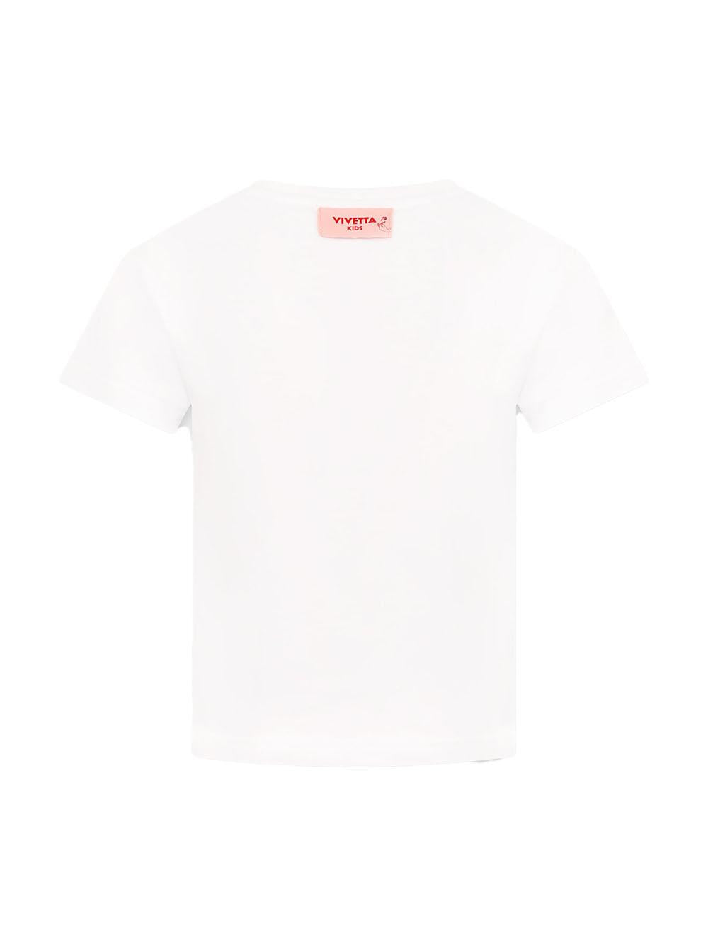 T-shirt bianca con ricamo mani VE2504 B VIVETTA KIDS