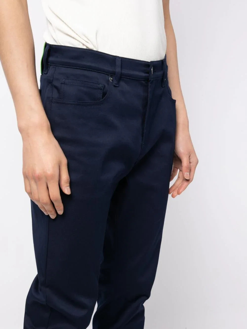 Pantalone blu etichetta logo sul retro - Preludio Moda