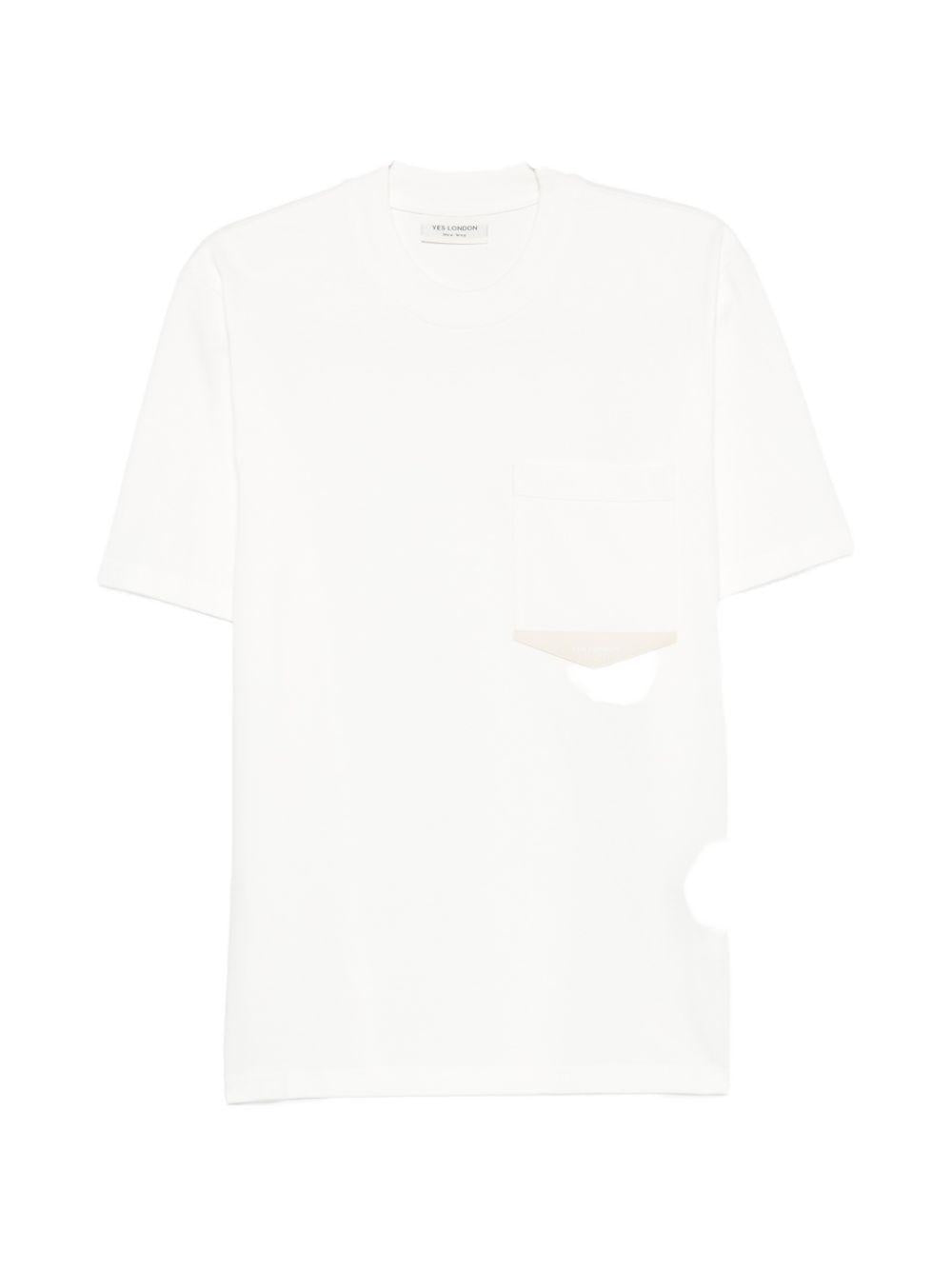 T-shirt in cotone girocollo con patch XM4249 BIANCO YES LONDON