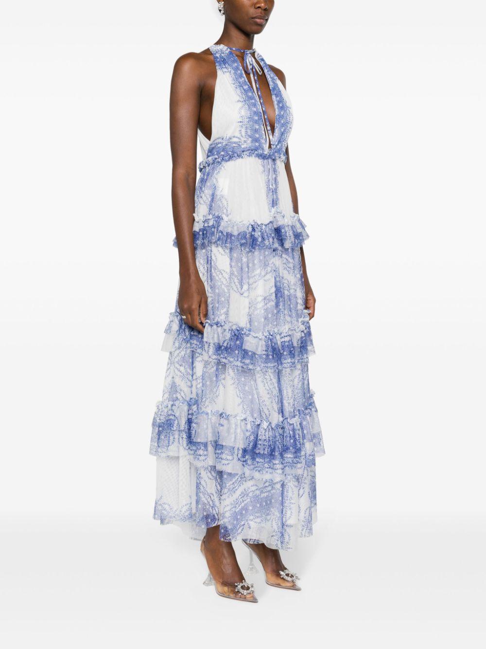 Abito lungo blu in tulle