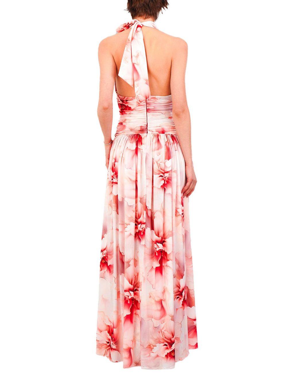 Abito rosa con fantasia floreale S00853 ROSSO BABYLON COLLECTION