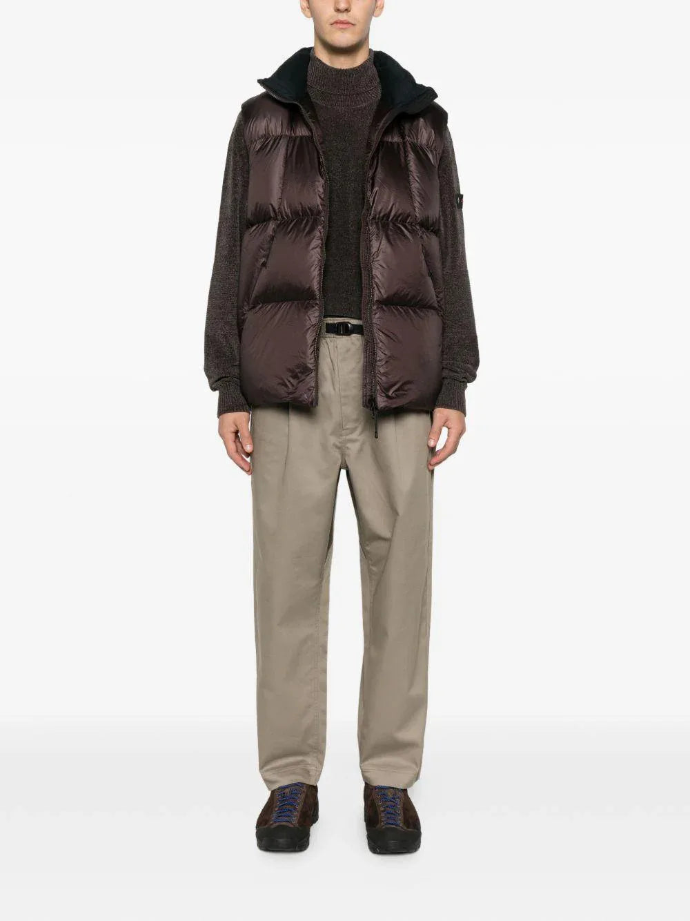 Maglione grigio con scollo arrotolato e logo Peuterey - Preludio Moda