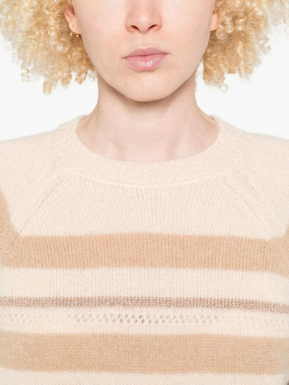 Maglione a Righe con Lurex e Maniche Raglan - Preludio Moda