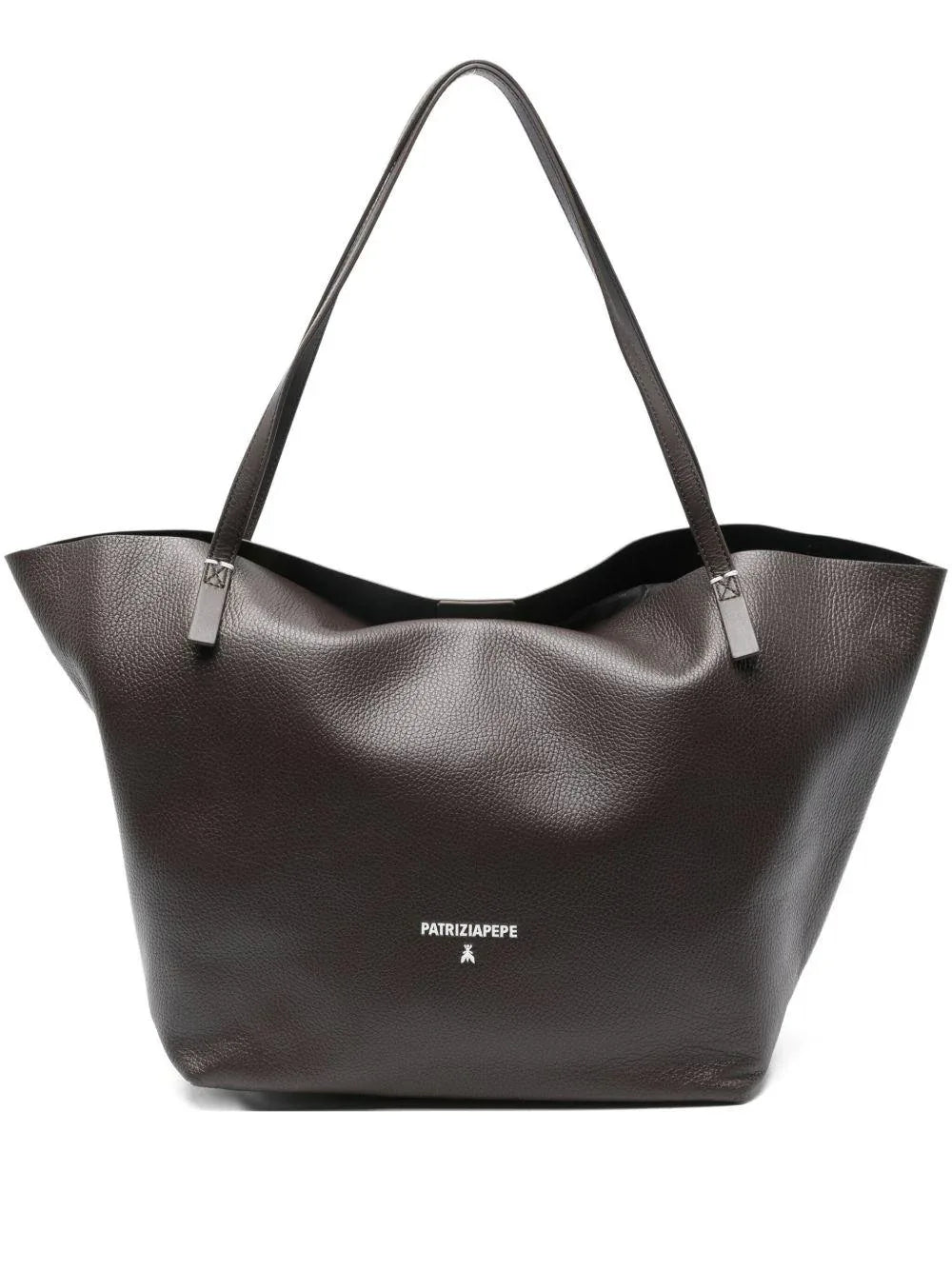 Borsa marrone con logo e trama martellata - Preludio Moda