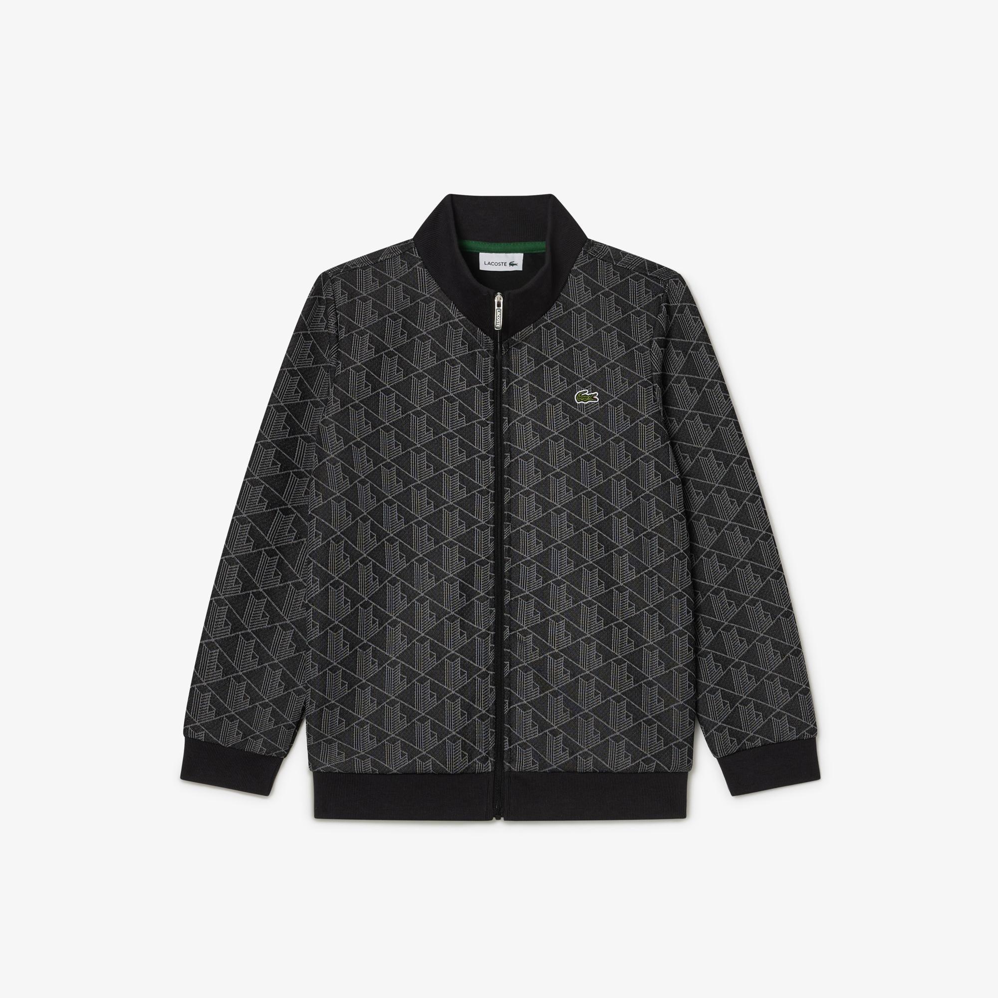 Felpa grafite zip logo monogram all-over kids - Preludio Moda