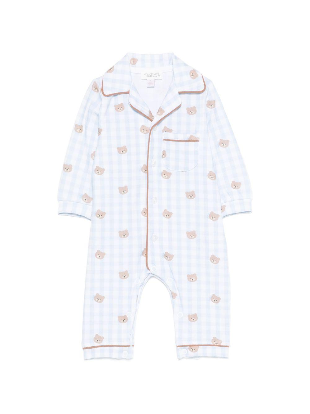 Tutina in cotone a quadri vichy con colletto E26018 AZZURRO NANAN KIDS